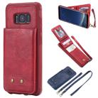For Galaxy S8 Vertical Flip Shockproof Leather Protective Case with Long Rope, Support Card Slots & Bracket & Photo Holder & Wallet Function(Red) - 1