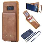 For Galaxy S8 Vertical Flip Shockproof Leather Protective Case with Long Rope, Support Card Slots & Bracket & Photo Holder & Wallet Function(Brown) - 1
