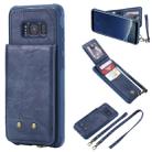 For Galaxy S8 Vertical Flip Shockproof Leather Protective Case with Long Rope, Support Card Slots & Bracket & Photo Holder & Wallet Function(Blue) - 1