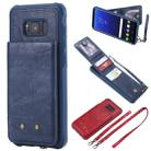 For Galaxy S8+ Vertical Flip Shockproof Leather Protective Case with Long Rope, Support Card Slots & Bracket & Photo Holder & Wallet Function(Blue) - 1