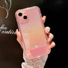 For iPhone 14 Pro Max Color Plated Invisible Holder Phone Case(Pink) - 1