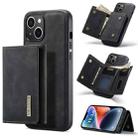 For iPhone 14 DG.MING M1 Series 3-Fold Multi Card Wallet Leather Case(Black) - 1