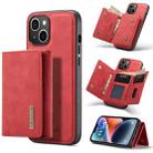 For iPhone 14 DG.MING M1 Series 3-Fold Multi Card Wallet Leather Case(Red) - 1