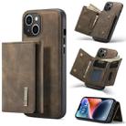 For iPhone 14 Plus DG.MING M1 Series 3-Fold Multi Card Wallet Leather Case(Coffee) - 1