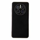 For Huawei Mate 50 Pro Genuine Leather Luolai Series Electroplating Phone Case(Black) - 1