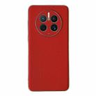 For Huawei Mate 50 Pro Genuine Leather Luolai Series Electroplating Phone Case(Red) - 1