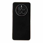 For Huawei Mate 50 Genuine Leather Luolai Series Electroplating Phone Case(Black) - 1