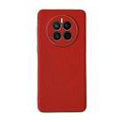 For Huawei Mate 50 Genuine Leather Luolai Series Electroplating Phone Case(Red) - 1