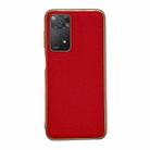 For Xiaomi Redmi Note 11 Pro 4G Global/5G Global/Note 11E Pro Genuine Leather Luolai Series Electroplating Phone Case(Red) - 1