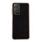 For Xiaomi Redmi Note 11 Global/Note 11S 4G Genuine Leather Luolai Series Electroplating Phone Case(Black) - 1