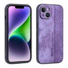 For iPhone 14 AZNS 3D Embossed Skin Feel Phone Case(Purple) - 1