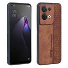 For OPPO Reno8 AZNS 3D Embossed Skin Feel Phone Case(Brown) - 1