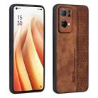 For OPPO Reno7 Pro 5G AZNS 3D Embossed Skin Feel Phone Case(Brown) - 1