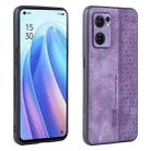 For OPPO Reno7 SE 5G AZNS 3D Embossed Skin Feel Phone Case(Purple) - 1