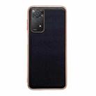 For Xiaomi Redmi Note 11 Global/Note 11S 4G Genuine Leather Xiaoya Series Nano Plating Phone Case(Black) - 1