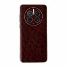 For Huawei Mate 50 Pro Genuine Leather Ostrich Texture Nano Plating Phone Case(Coffee) - 1