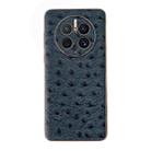 For Huawei Mate 50 Pro Genuine Leather Ostrich Texture Nano Plating Phone Case(Blue) - 1