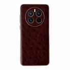 For Huawei Mate 50 Genuine Leather Ostrich Texture Nano Plating Phone Case(Coffee) - 1