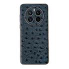 For Huawei Mate 50 Genuine Leather Ostrich Texture Nano Plating Phone Case(Blue) - 1