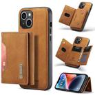 For iPhone 14 DG.MING M2 Series 3-Fold Card Bag Leather Case(Brown) - 1