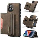For iPhone 14 DG.MING M2 Series 3-Fold Card Bag Leather Case(Coffee) - 1
