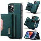 For iPhone 14 DG.MING M2 Series 3-Fold Card Bag Leather Case(Green) - 1