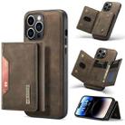 For iPhone 14 Pro DG.MING M2 Series 3-Fold Card Bag Leather Case(Coffee) - 1