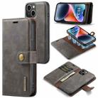 For iPhone 14 DG.MING Crazy Horse Texture Detachable Magnetic Leather Case(Grey) - 1