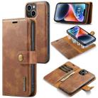 For iPhone 14 DG.MING Crazy Horse Texture Detachable Magnetic Leather Case(Brown) - 1