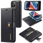 For iPhone 14 DG.MING Crazy Horse Texture Detachable Magnetic Leather Case(Black) - 1