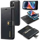 For iPhone 14 Plus DG.MING Crazy Horse Texture Detachable Magnetic Leather Case(Black) - 1