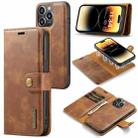 For iPhone 14 Pro DG.MING Crazy Horse Texture Detachable Magnetic Leather Case(Brown) - 1