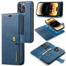 For iPhone 14 Pro DG.MING Crazy Horse Texture Detachable Magnetic Leather Case(Blue) - 1