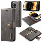 For iPhone 14 Pro Max DG.MING Crazy Horse Texture Detachable Magnetic Leather Case(Grey) - 1