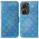 For Asus Zenfone 9 Colorful Magnetic Buckle Leather Phone Case(Blue) - 1