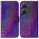 For Asus Zenfone 9 Colorful Magnetic Buckle Leather Phone Case(Purple) - 1