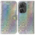 For Asus Zenfone 9 Colorful Magnetic Buckle Leather Phone Case(Silver) - 1