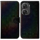 For Asus Zenfone 9 Colorful Magnetic Buckle Leather Phone Case(Black) - 1