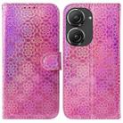 For Asus Zenfone 9 Colorful Magnetic Buckle Leather Phone Case(Pink) - 1