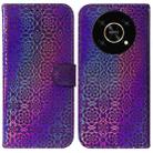 For Honor X9 / X9 5G Colorful Magnetic Buckle Leather Phone Case(Purple) - 1