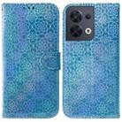 For OPPO Reno8 Colorful Magnetic Buckle Leather Phone Case(Blue) - 1