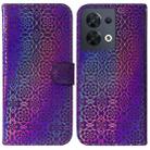 For OPPO Reno8 Colorful Magnetic Buckle Leather Phone Case(Purple) - 1