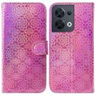 For OPPO Reno8 Colorful Magnetic Buckle Leather Phone Case(Pink) - 1