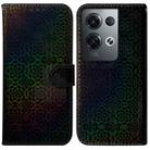 For OPPO Reno8 Pro Colorful Magnetic Buckle Leather Phone Case(Black) - 1