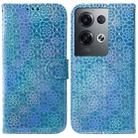 For OPPO Reno8 Pro+ Colorful Magnetic Buckle Leather Phone Case(Blue) - 1