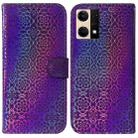 For OPPO Reno7 4G Colorful Magnetic Buckle Leather Phone Case(Purple) - 1