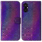 For Xiaomi Poco M4 5G Colorful Magnetic Buckle Leather Phone Case(Purple) - 1