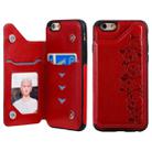 For iPhone 6 Six Cats Embossing Pattern Protective Case with Holder & Card Slots & Photo Frame(Red) - 1