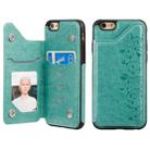 For iPhone 6 Six Cats Embossing Pattern Protective Case with Holder & Card Slots & Photo Frame(Green) - 1