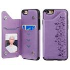 For iPhone 6 Six Cats Embossing Pattern Protective Case with Holder & Card Slots & Photo Frame(Purple) - 1